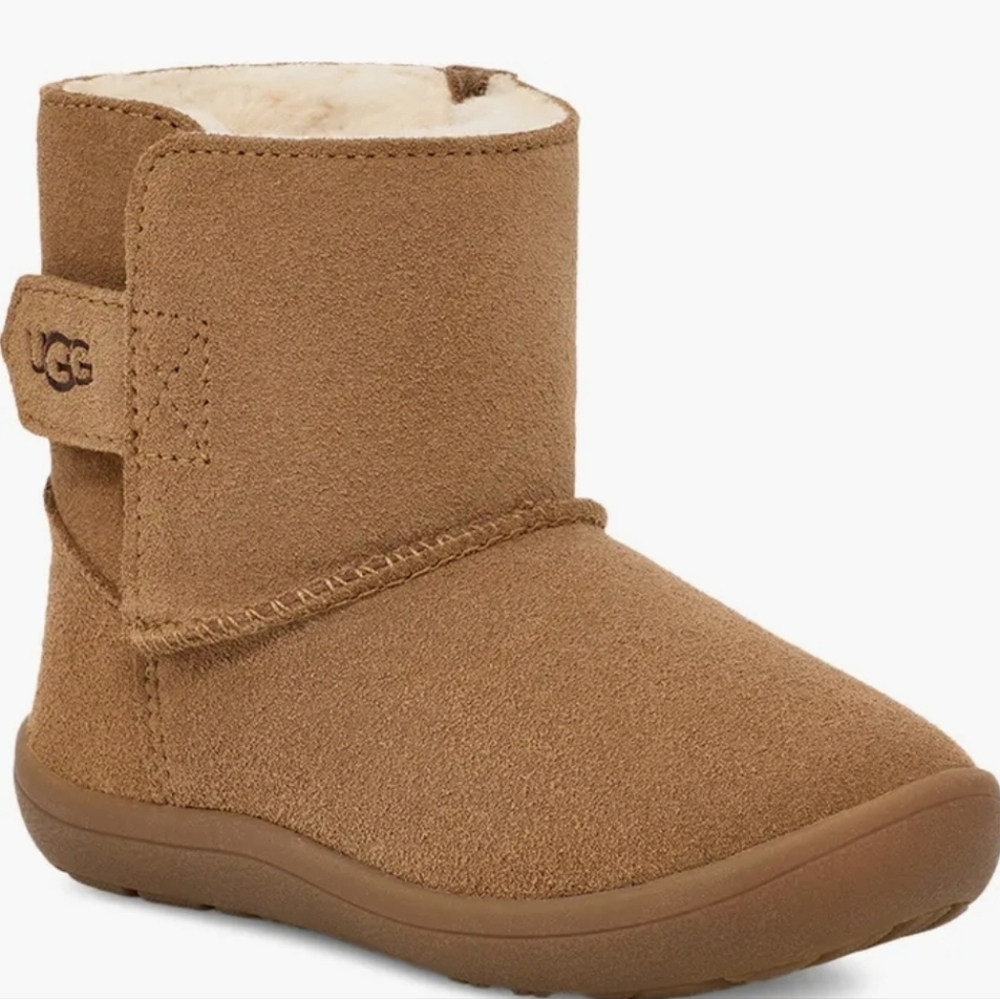 Little UGG Chestnut Brown Boots Size Toddler 6 Winter Baby Suede Wool Winter